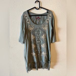 Johnny Was Embroidered 3/4 Length Tunic - Size Medium